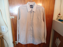 Covington Size 16 1/2 34-35 Long Sleeve Brown &amp; White Pin Striped Dress Shirt - £17.56 GBP