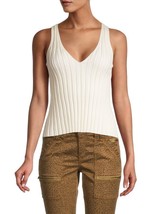 Joie Womens Ivory Knit Ribbed Sleeveless V Neck Tank Sweater, Large - $49.50