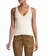 Joie Womens Ivory Knit Ribbed Sleeveless V Neck Tank Sweater, Large - $49.50