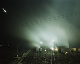 Nighttime view of Santa Fe Railroad yard in Kansas City Kansas 1943 Photo Print - £6.91 GBP+