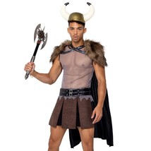 Viking Warrior Costume Faux Fur Cape Harness Panel Skirt Chainmail Shirt... - £73.36 GBP