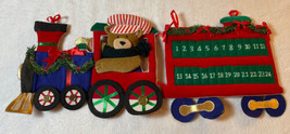 Advent calendar Train Bear Vintage Christmas Holiday 24 &quot; by 9 &quot;  Adorable Wall - £12.92 GBP