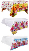 Summer Tablecover Plastic 54”x108” 1/Pk, Select: Blue, Pink or Yellow Fruit Trim - £2.40 GBP