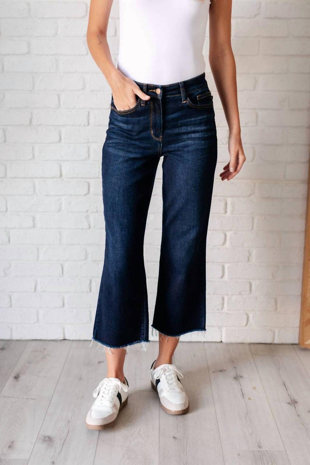 Judy Blue High Rise Cropped Wide Leg Jeans Dark Wash - $48.00