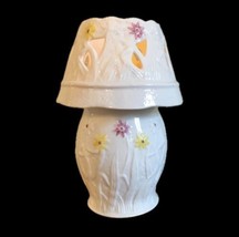 BELLEEK Fairy Light Lamp Candle Holder 2 Piece Porcelain Flower VTG Irish 8”H - £36.36 GBP