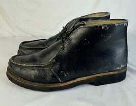 Russell Moccasin Boots Chukka Black Leather Lace Up Work USA Men&#39;s 8.5 Vintage - $149.99