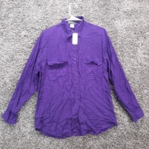 Vintage Braunstyle Blouse Women Medium Purple Cottage Core Shirt Shoulder Pad - £5.70 GBP