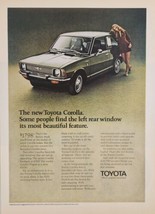 1970 Print Ad The New Toyota Corolla Sedan Pretty Lady Leans on Car - $20.68