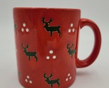 Waechtersbach Red Christmas Coffee Mug West Germany Reindeer Chipped - $7.91
