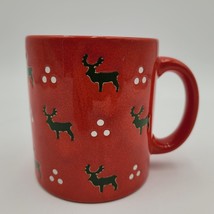 Waechtersbach Red Christmas Coffee Mug West Germany Reindeer Chipped - £6.30 GBP