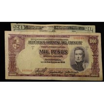 1939 Mil Pesos Republica Oriental Del Uruguay Circulated Paper Money - $24.95