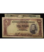 1939 Mil Pesos Republica Oriental Del Uruguay Circulated Paper Money - £19.61 GBP