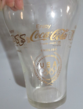 Olympic Enjoy Coca-Cola Bell Soda Flare Glass 5 diff languages in Gold 12oz - £5.89 GBP