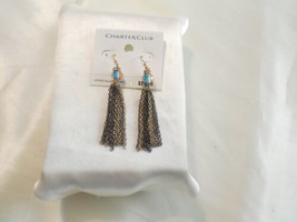 Charter Club 3-1/4” Gold Tone Beaded Tassel Drop Earrings C744 - £6.85 GBP