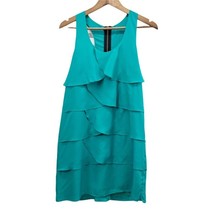 Lush Womens L Mini Dress Teal Sleeveless Tank Tiered Layered Sundress Ruffled - £15.38 GBP