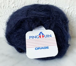 Pingouin Orage Mohair Wool Acrylic Yarn - 1 Ball Dark Navy Blue #118 - £5.94 GBP