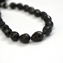 Natural Black Spinel 12x10mm Drop Shape Gemstone Beads 8&quot; Strand BDS-1038 - £74.09 GBP