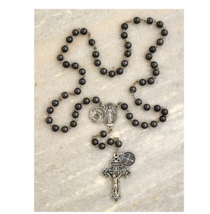 Air Force Military Rosary St. Michael &amp; St. Benedict 8mm Hematite Bead Catholic - £15.57 GBP