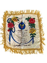 Vintage Souvenir Satin Pillow Cover U.S. Air Force Mother Dad F.E. Warren A.F. B - £11.96 GBP