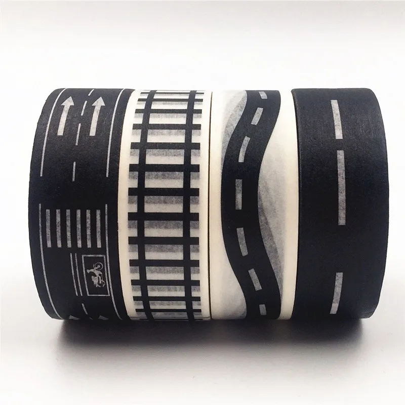 Play 15mm*10M Black And White Highway shape Stripe Washi Tape Adhesive Tape DIY  - £23.17 GBP