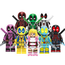 8pcs Various Deadpool and Gwenpool Green Pink Deadpool X-Men X-Force Minifigures - £14.37 GBP