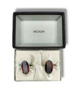 Vintage Hickok Etched Geometric Silver Tone Cufflinks In Original Box  - $18.99