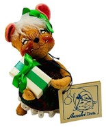 Annalee Christmas Mouse Gift 6 inch Vintage 1996 Green Bow Closed Eyes M... - $21.49