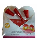 Valentine Filled Cupcake Decorating Set 3 Red Tips 4 disposable bags Wilton - £5.15 GBP