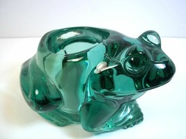 Indiana glass frog heavy votive holder Spanish green - $7.75