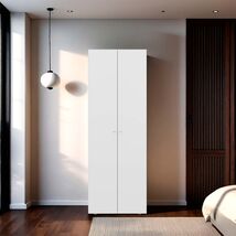 White Armoire Bedroom Wardrobe 66.9"H, 2 Doors, 2 Shelves - $329.99