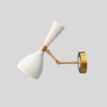 Mid-Century Style Brass Wall Scones Diablo Shade Wall Lamp Italian Bedside Light - £70.78 GBP