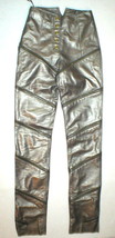 NWT $1250 Womens 2 EU 38 Bronze Brown Leather Pants Zippers Designer Mal... - £1,935.05 GBP