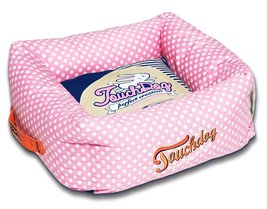 TOUCHDOG &#39;Polka-Striped&#39; Polo Easy Wash Squared Fashion Designer Pet Dog Bed Lou - £41.10 GBP