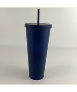 Starbucks Venti Cold Cup Tumbler 24 Ounce Screw Top Lid Straw Blue Matte... - $29.65