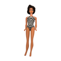 Barbie Fashion Doll Brunette 1961 Bubblecut First Version with Zebra Swim Suit - $111.82