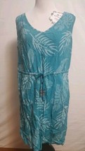 Palmwave Hawaii Rayon Blue Floral Tunic Tank Summer Beach Sun Dress Wome... - $20.53