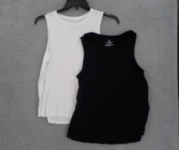 Jane &amp; Bleecker 2 Pk Womens Lounge Sleeveless Tank Sz M Blck Whte Crew Neck Nwot - £6.38 GBP