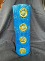 XL Aldo Londi Bitossi Italy Pottery Vase Hand Painted Gold Castle Medallion - £465.08 GBP