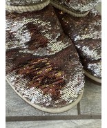 UGG 3353 Classic Short Sparkle Sequin Boots Reversible Gold Bronze Size 8 - $68.31 CAD