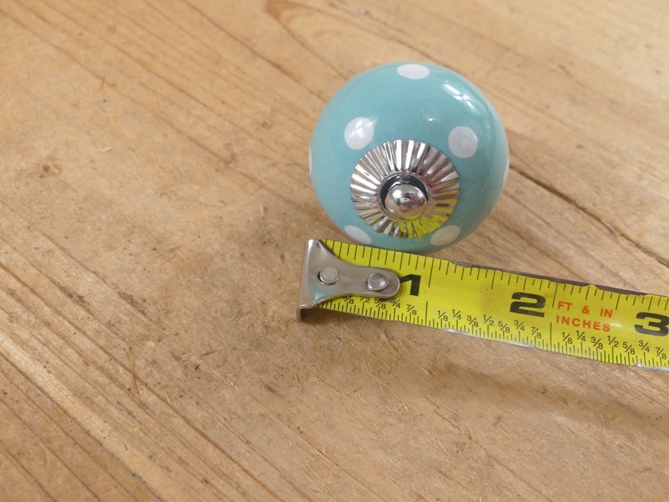 6 DRAWER PULLS KNOBS HANDLE CABINET DRESSER FUN LIGHT TURQUISE BLUE POLKA DOT Item image 8