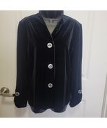 Harve Bernard Women&#39;s Button Medium Jacket Long Black Velvet Velour Vint... - $327.02 MXN