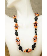 Artisan Jewelry Maxine Scott Red Black Beaded Lampwork Slag Glass Necklace Set - $54.44
