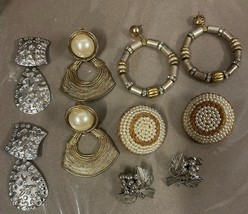 4 Pairs of Silvertone and Goldtone Earrings, Clip ons and Studs  - £23.23 GBP