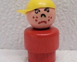 Vintage Fisher Price Little People Wooden Red Angry Boy Bully With Yello... - £7.74 GBP