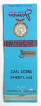 Carl Coers - University, Mississippi Jarman Shoes Men 20 Strike Matchbook Cover - £1.37 GBP
