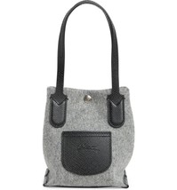 Longchamp Roseau Essential Wool Flannel Mini Open Phone Tote Bag ~NIP~ Grey - £196.59 GBP