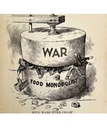 1914 WW1 Print War Food Monopoly Drawing Antique Military Period Collect... - $34.99
