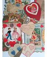 Valentines Day Die cut Handmade Vtg Love Hearts Card Lot (14 Pieces) 3&quot;-... - £23.13 GBP