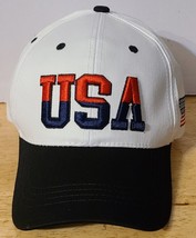 USA AMERICAN FLAG PATRIOTIC AMERICA ADJUSTABLE BASEBALL CAP ( WHITE &amp; BL... - $12.27