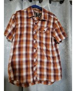 Realtree Button Down Shirt Tartan Plaid Orange Short Sleeve Men Medium  - €9,31 EUR